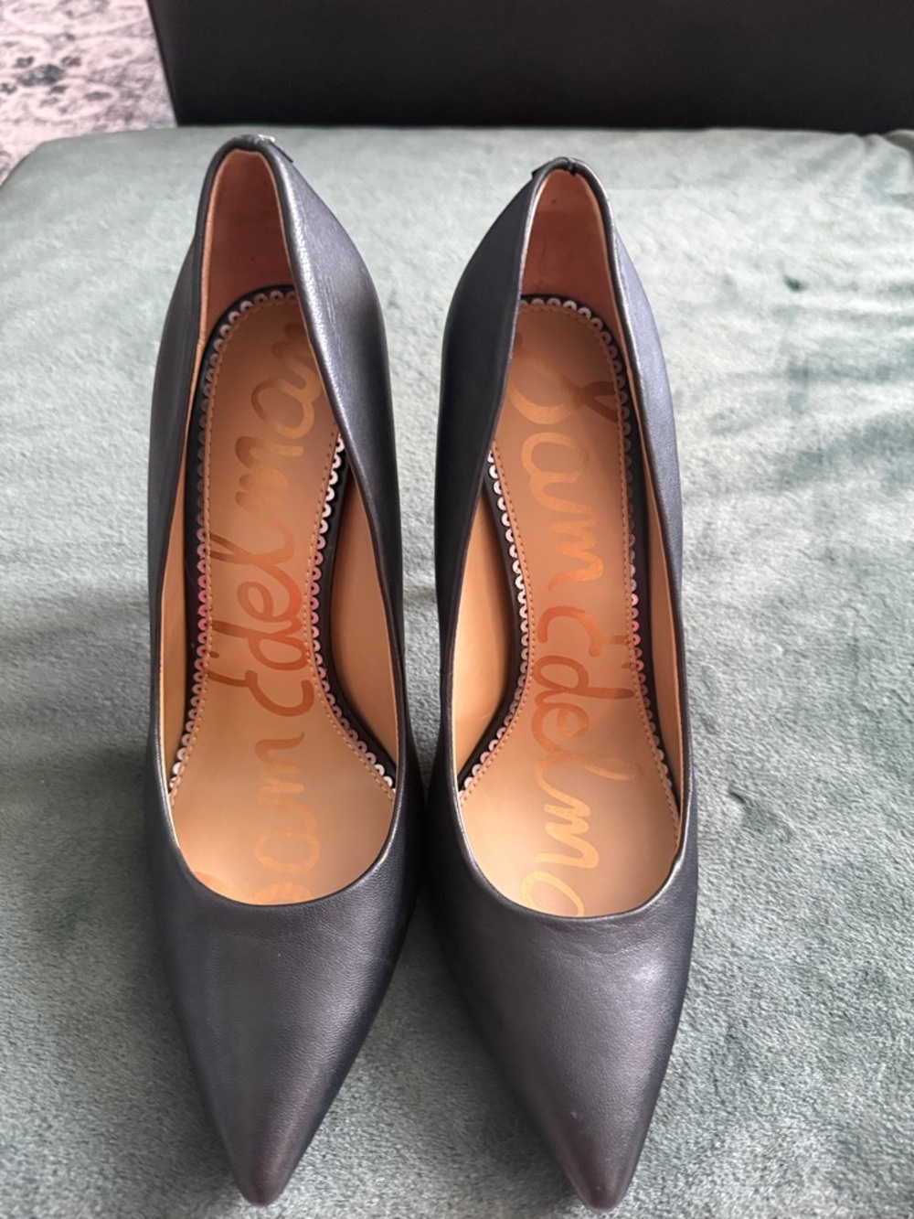 Sam Edelman Black Pointed-Toe Leather Pumps